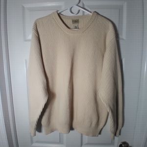 Sz.L  L.L. Bean Ribbed Cable Knit Crew Neck Thick Pullover Sweater.